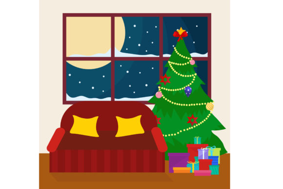Download Living Room with Christmas Tree - Christmas Collection