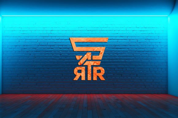 Download Blue Brick Wall Logo Mockup_livingroom - Living Collection