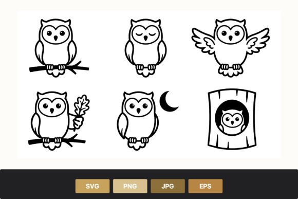 Download Cute Black White Owl Cartoon Vector - White owl Collection