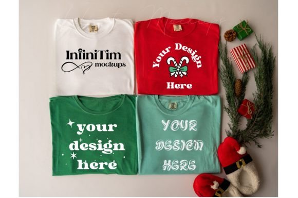 Download Group Tshirt Mockups Christmas Flat Lay - Christmas Collection