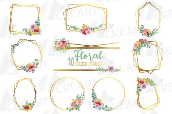Download Golden Floral Frames Clip Art Pack - Frames Collection