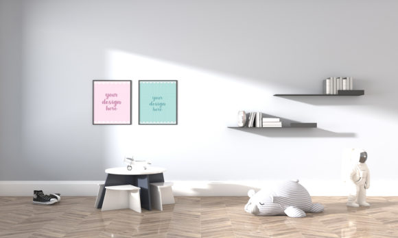 Download A 3D Modern Kids Bedroom Empty Frames - Frames Collection
