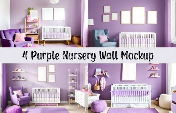 Download 4 Purple Wall Art Frames Nursery Mockup - Frames Collection