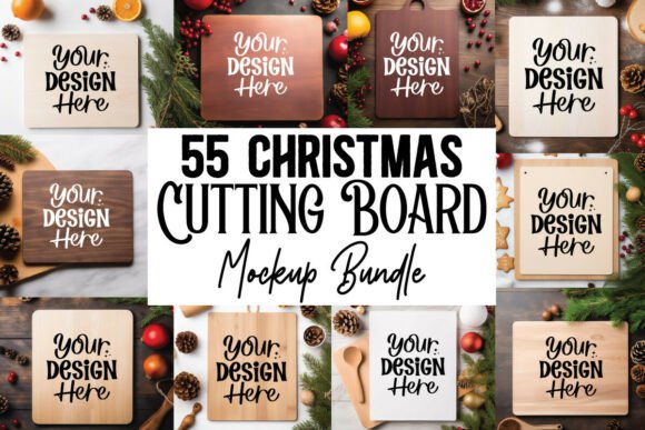 Download Christmas Cutting Board Mockup Bundle - Christmas Collection