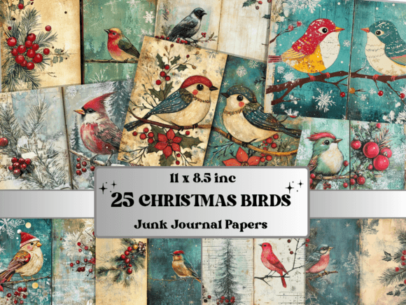 Download Christmas Bird Junk Journal Paper - Christmas Collection