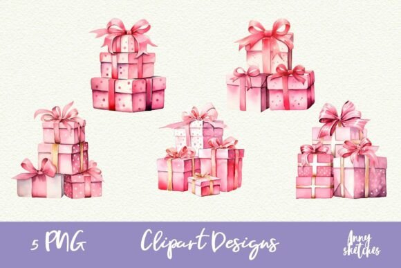 Download 5 Pink Christmas Gifts Coquette Clipart - Christmas Collection