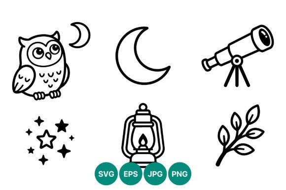 Download Black White Owl Moon Telescope Vector - Premium Resources