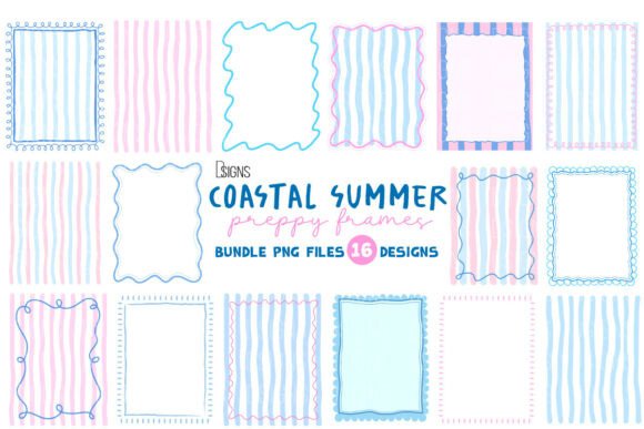 Download Summer Preppy Hand Drawn Frames Bundle - Frames Collection